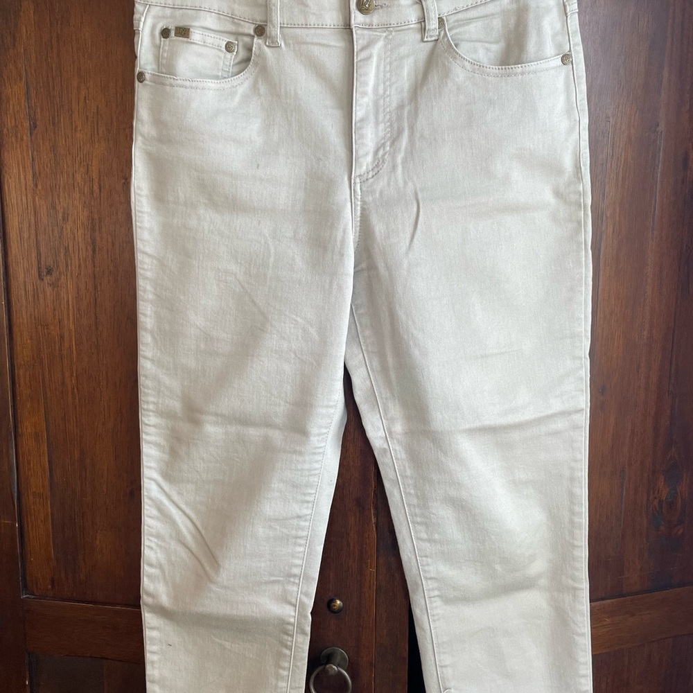 DG2 by Diane Gilman Cropped Stretch Jeans in Beige